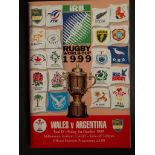 RUGBY UNION - 1999 WORLD CUP WALES V ARGENTINA PROGRAMME & TICKET