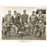 SPEEDWAY - 1955 LEICESTER HUNTERS TEAM GROUP ORIGINAL LARGE PHOTOGRAPH