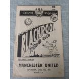 MANCHESTER UNITED AWAY PROGRAMME BLACKPOOL 1951-52