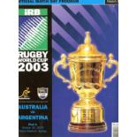 RUGBY UNION - 2003 WORLD CUP IN AUSTRALIA. ARGENTINA V AUSTRALIA PROGRAMME