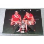 JIMMY GREENHOFF & STUART PEARSON MANCHESTER UNITED 1977 FINAL SIGNED PHOTO