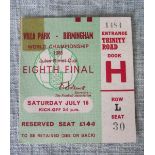 WORLD CUP TICKET VILLA PARK JULY 16TH ARGENTINA V WEST GERMANY