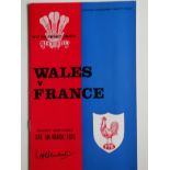 RUGBY UNION - 1976 WALES V FRANCE PROGRAMME AND TICKET