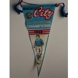 MANCHESTER CITY - VINTAGE 1968 1ST DIV CHAMPIONS PENNANT