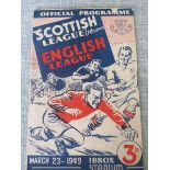 SCOTISH LEAGUE V ENGLISH LEAGUE 1948-49 SIGNED BY TOM FINNEY