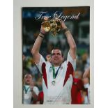 RUGBY UNION - MARTIN JOHNSON AUTOGRAPHED MENU