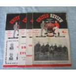 MANCHESTER UNITED HOME PROGRAMMES FROM 1954-55 SEASON X 4