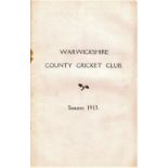 CRICKET - WARWICKSHIRE C.C.C. ANNUAL REPORT 1913