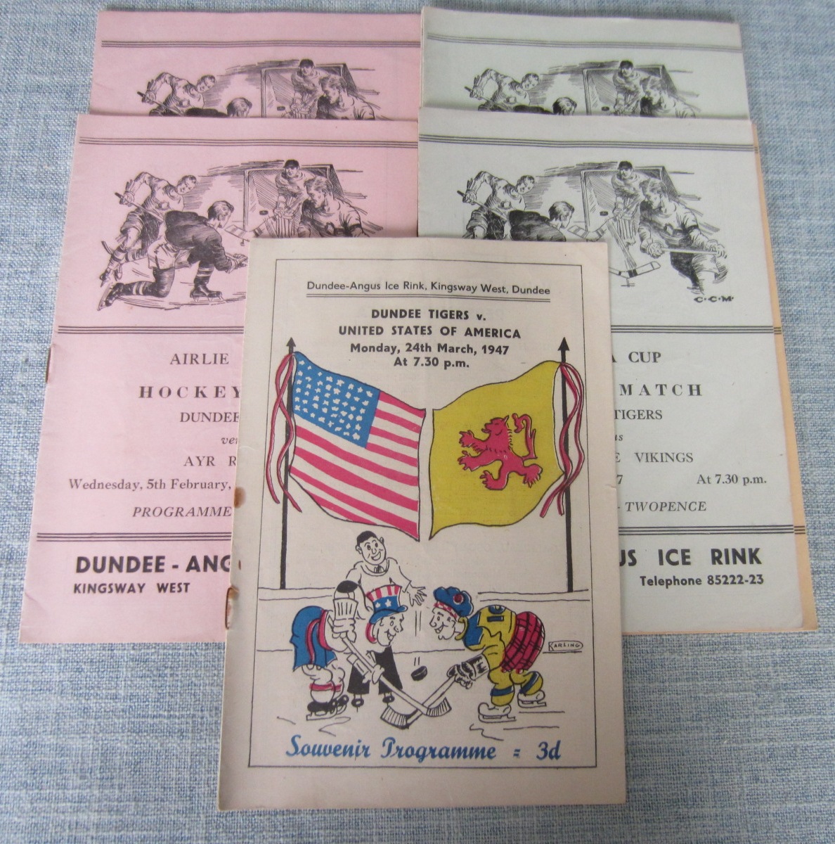 ICE HOCKEY - DUNDEE TIGERS 1946-47 PROGRAMMES X 7