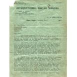 BOXING - TYPED LETTER FROM C.J. HARVEY NEW YORK TO OWEN MORAN BIRMINGHAM UK 1936