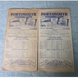 PORTSMOUTH HOME PROGRAMMES 1947-48 X 2