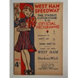 SPEEDWAY - 1937 WEST HAM V HACKNEY WICK LONDON CUP