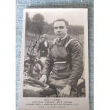SPEEDWAY - AUTOGRAPHED POSTCARD TRISS SHARP CRYSTAL PALACE SPEEDWAY 1930