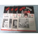 MANCHESTER UNITED HOMES PROGRAMMES 1955-56 X 4