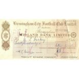 ORIGINAL 1968 BIRMINGHAM CITY WAGES CHEQUE TO TREVOR HOCKEY