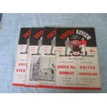 MANCHESTER UNITED HOME PROGRAMMES 1954-55 SEASON X 4