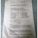 SCOTTISH OFFICIAL ITINERARY - YUGOSLAVIA 1984 ISSUED TO THE PLAYERS