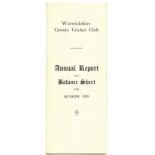 CRICKET - WARWICKSHIRE C.C.C. ANNUAL REPORT 1939