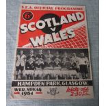 SCOTLAND V WALES 1951 PROGRAMME AUTOGRAPHED BY 10 OF THE SCOTLAND TEAM & 10 OF THE WALES TEAM