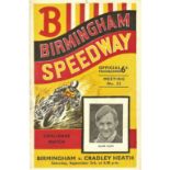 SPEEDWAY - 1949 BIRMINGHAM V CRADLEY HEATH CHALLENGE MATCH 03/09/49