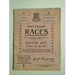 HORSE RACING - 1926 GREAT YARMOUTH RACE CARD / PROGRAMME