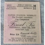 MANCHESTER UNITED V BOLTON 1958 CUP FINAL TICKET
