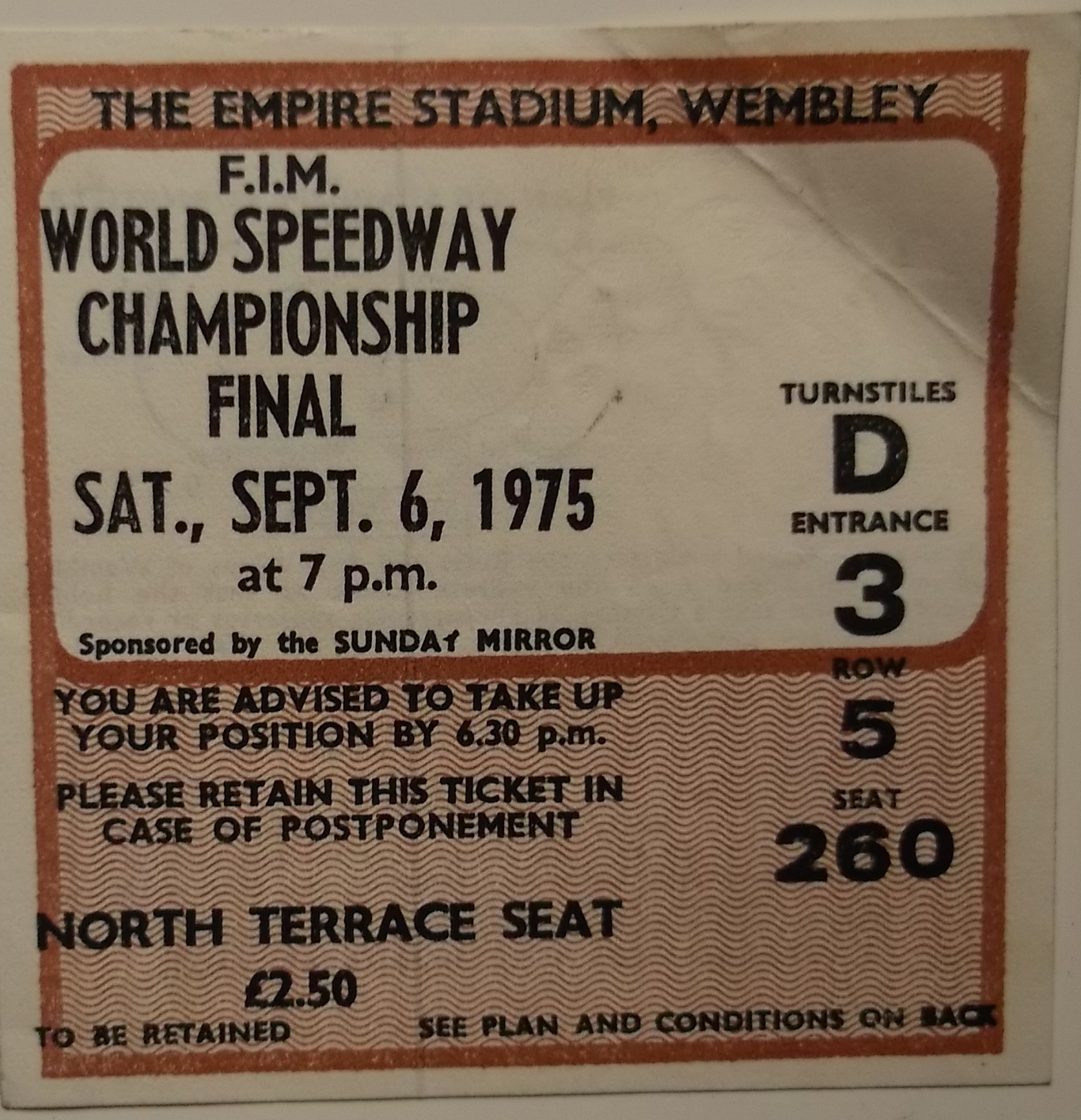 SPEEDWAY - 1975 WORLD CHAMPIONSHIP FINAL AT WEMBLEY PROGRAMME + TICKET - Image 2 of 2