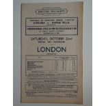 1949 CHELSEA V ASTON VILLA BRITISH RAIL HANDBILL