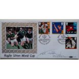 1991 RUGBY UNION WORLD CUP POSTAL COVER AUTOGRAPHED BY JOHN JEFFREY