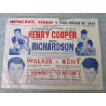 BOXING - SMALL POSTER HENRY COOPER V DICK RICHARDSON 1963