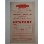 1949 NEWPORT COUNTY V LEYTON ORIENT BRITISH RAIL HANDBILL