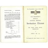 CRICKET - MARCH 1952 WARWICKSHIRE DINNER MENU (1951 CHAMPIONS)