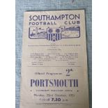 1951 SOUTHAMPTON V PORTSMOUTH FLOODLIT FRIENDLY MATCH