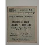 1930 ENGLAND V SCOTLAND TICKET