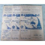 BURY V BLACKBURN ROVERS 1949-50, 1951-52 & 1952-53
