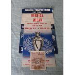 1963 EUROPEAN CUP FINAL BENFICA V AC MILAN - PROGRAMME, TICKET & SONG SHEET