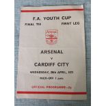 FA YOUTH CUP FINAL - ARSENAL V CARDIFF 1971