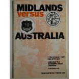 RUGBY UNION - 1981 MIDLANDS V AUSTRALIA AT LEICESTER PROGRAMME & TICKET