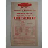 1949 PORTSMOUTH V BIRMINGHAM CITY BRITISH RAIL HANDBILL