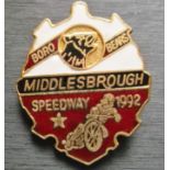 SPEEDWAY - MIDDLESBROUGH 1992 BADGE