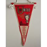 MANCHESTER UNITED - VINTAGE 1968 EUROPEAN CUP WINNERS PENNANT