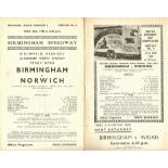 SPEEDWAY - BIRMINGHAM V NORWICH 1947 & 1948