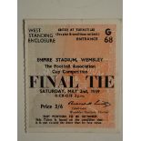 1959 FA CUP FINAL LUTON V NOTTINGHAM FOREST TICKET
