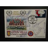 ASTON VILLA LIMITED EDITION 1982 EUROPEAN CUP WINNERS POSTAL COVER AUTOGRAPHED BY 12 PLAYERS