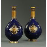 A pair of Victorian Minton vases, club shaped,