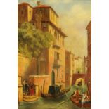 A late 19th century oil painting on canvas, Venetian canal scene. 34 cm x 23 cm.