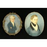 Two Georgian portrait miniatures, each on ivory, young man and boy. 75 mm x 57 mm.