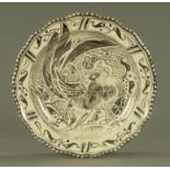 A Royal Doulton silver lustre dished plate, early 20th century,