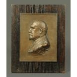 Rhys Raworth, bronze bas-relief portrait plaque of a gentleman. 28 cm x 23 cm.