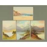 G Trevor, four Highland and coastal scene watercolours, signed, unmounted. Largest 27 cm x 18.5 cm.